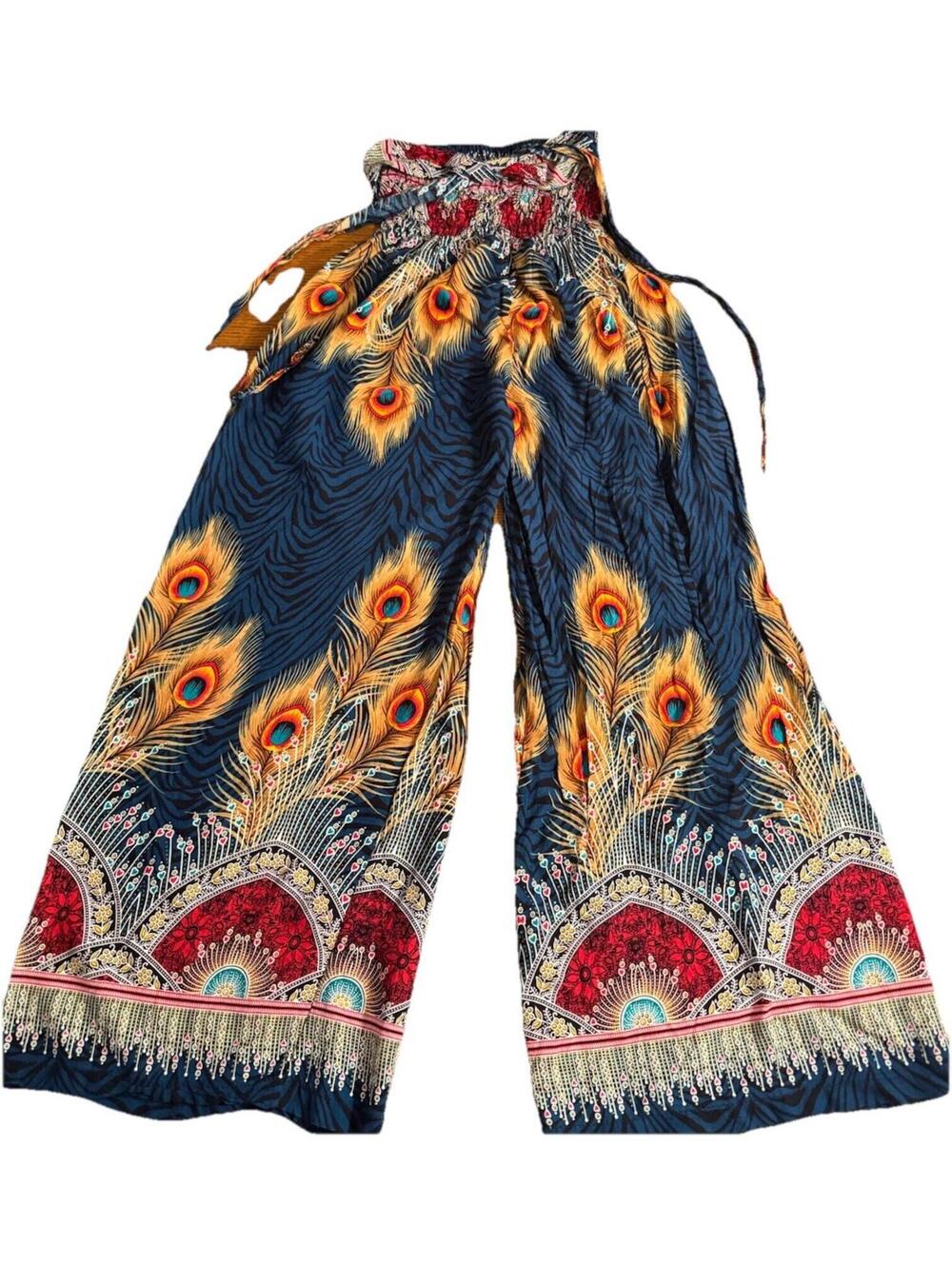 Boho Wide Leg Pants Made In Thailand Stretches From Small To Large - Picture 2 of 9